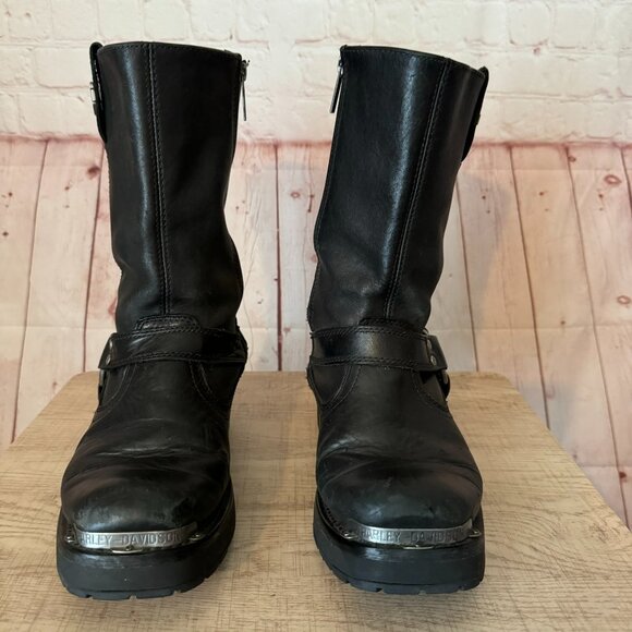 HARLEY-DAVIDSON FOOTWEAR Men's Landon Black Leather Motorcycle Boots Sz 8.5 - Picture 2 of 11